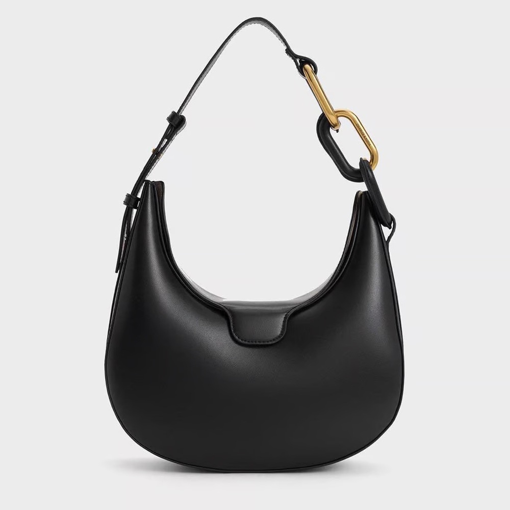 Charles & Keith Kora Metallic-Accent Moon Bag